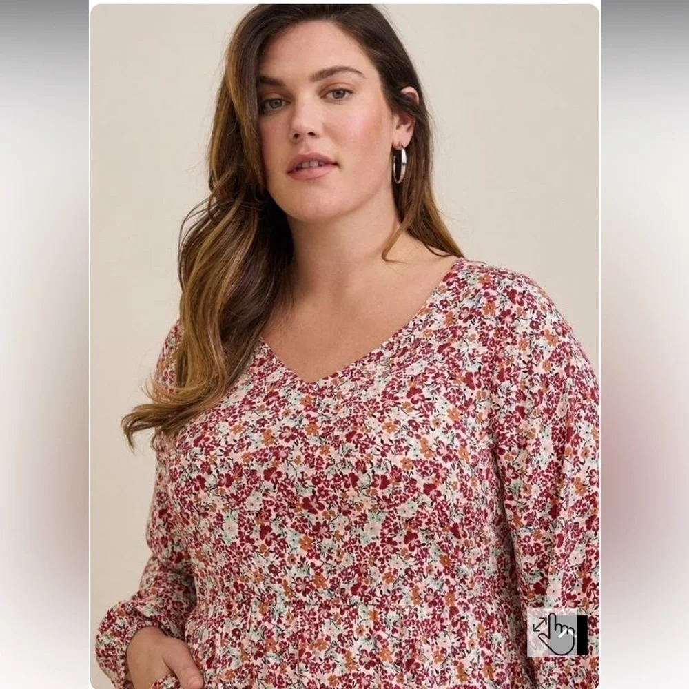 Torrid Voluminous Textured Stretch Rayon Mini‎ Skater Dress Wild Flowers Size 1
